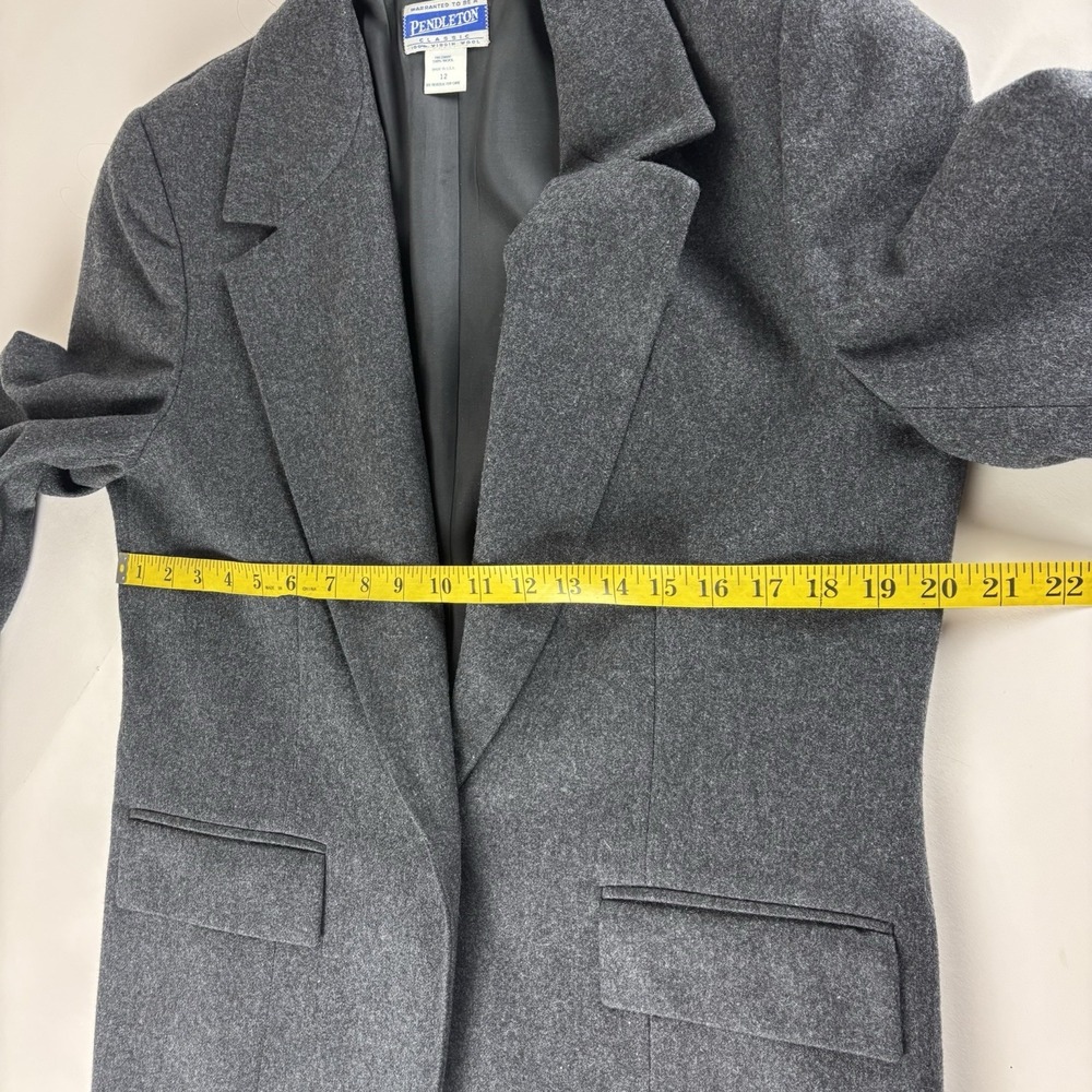 VTG Pendleton Women's Size 12 Gray 100% Wool Blazer Jacket Career One Button - Picture 10 of 12